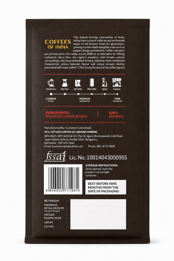 Cothas - Coffees of India - Araku | Single Origin 100% Arabica - Where Vibrance Meets Smoothness