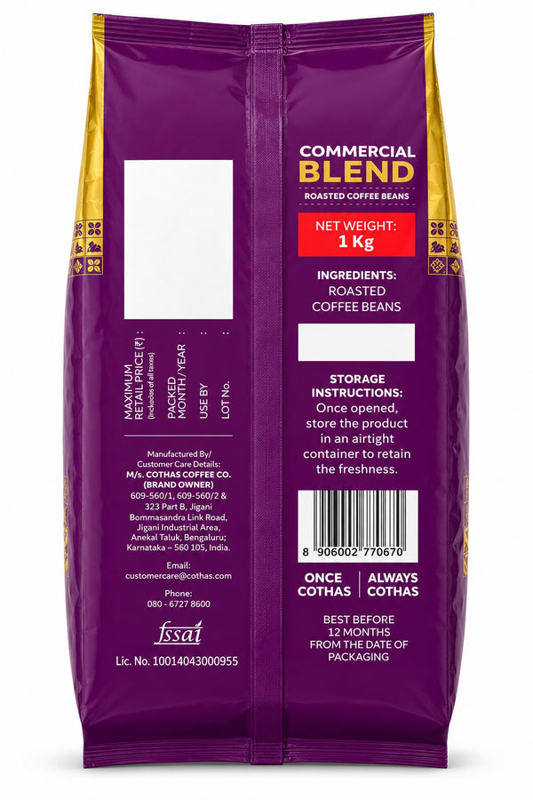 Commercial blend Roasted Coffee Beans (1 kg) The Crafted Excellence