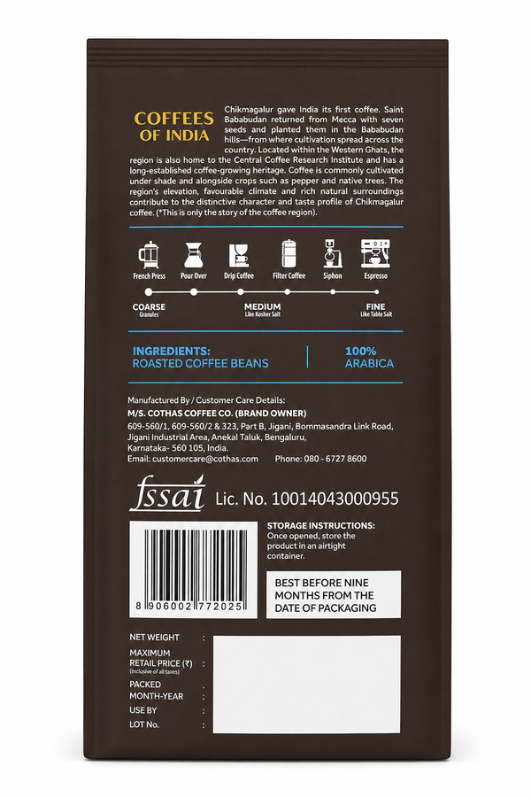 Cothas - Coffees of India - Chikmagalur | Single Origin 100% Arabica - Where Zest Meets Caramel