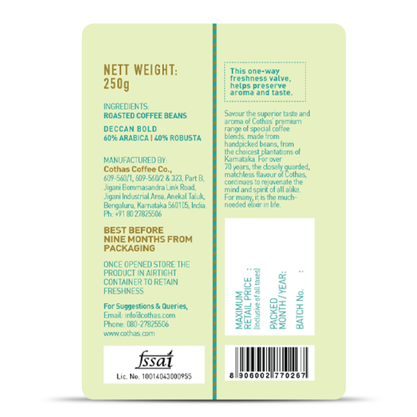 Roasted Beans - Deccan Bold (250g) - The Bold Statement