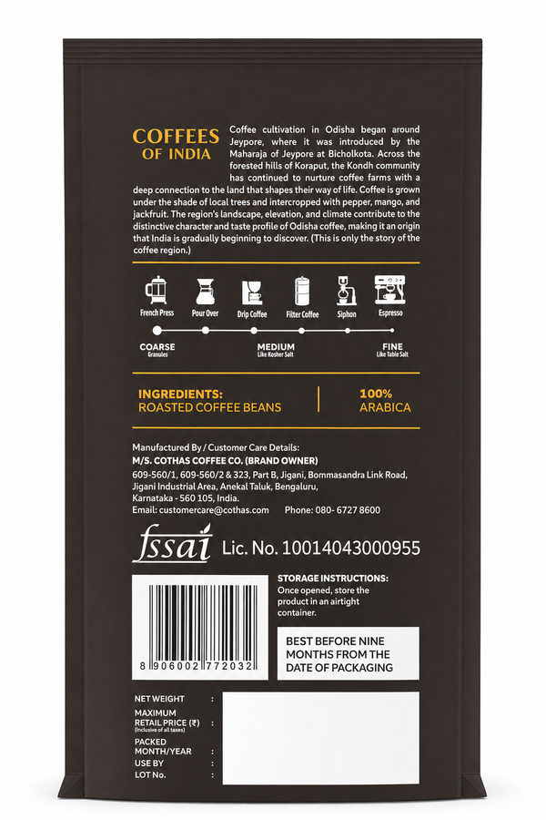 Cothas - Coffees of India - Odisha | Single Origin 100% Arabica - Where Citrus Meets Caramel