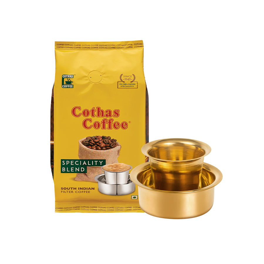 Brass Cup and Dabra – Set of 2 – Hatti Kaapi